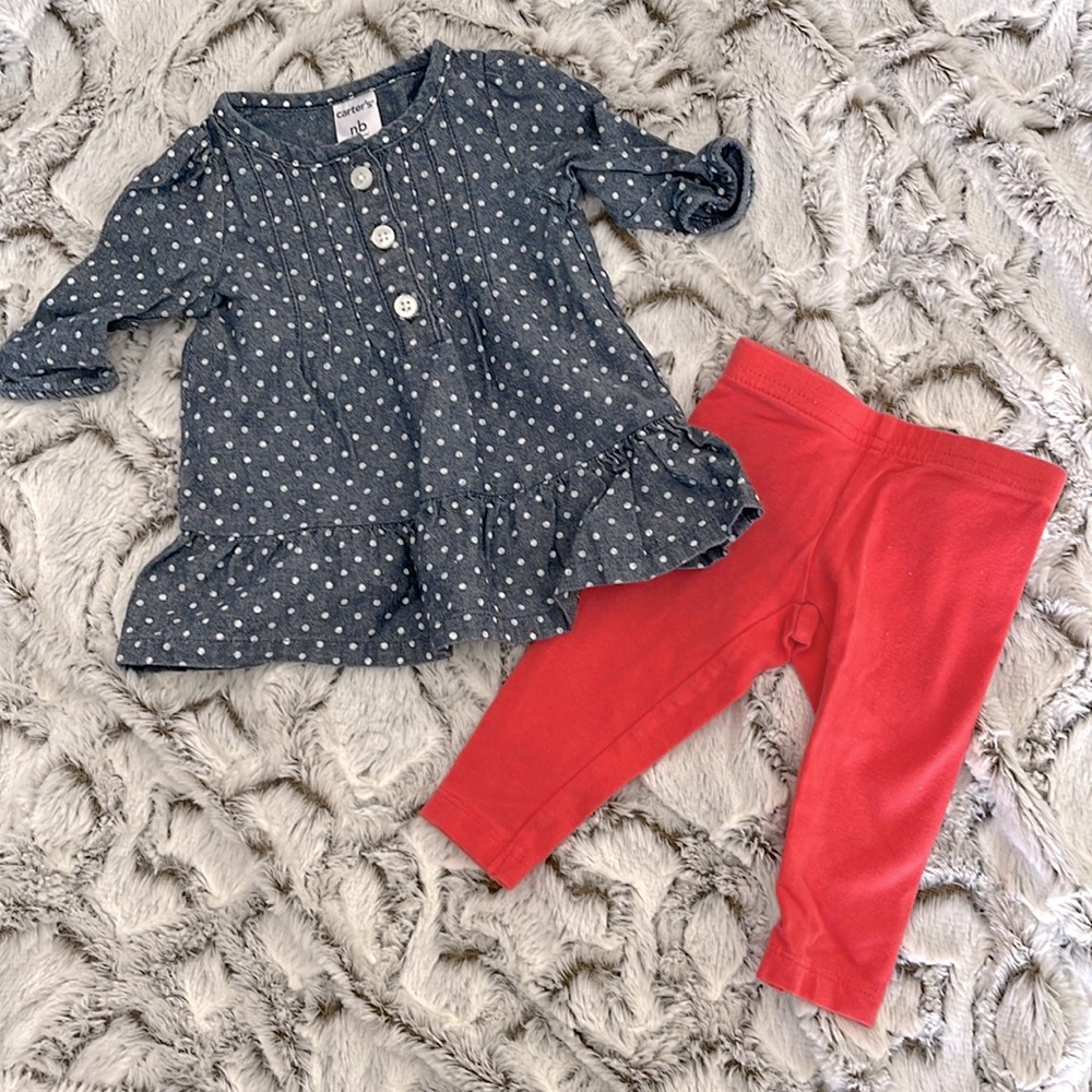 Carters NewBorn Spring Shirt and Leggings